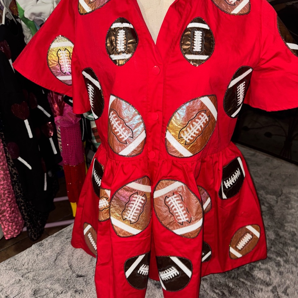Red Football-Themed Romper